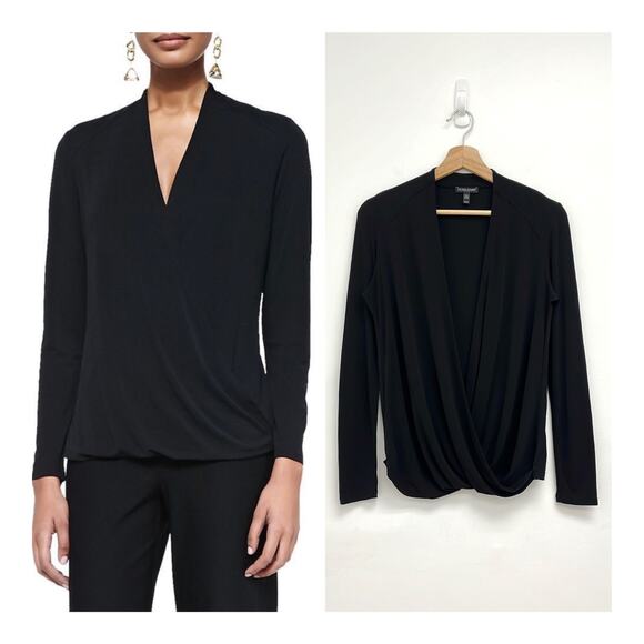 Eileen Fisher 100% Silk Faux Wrap Surplice Drape Elegant Blouse - Petite Small - Picture 1 of 11